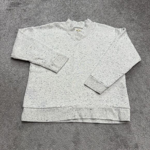 Madewell Tops - Madewell MWL BetterTerry Speckled V-Notch Pullover Sweatshirt Womens XXS Gray